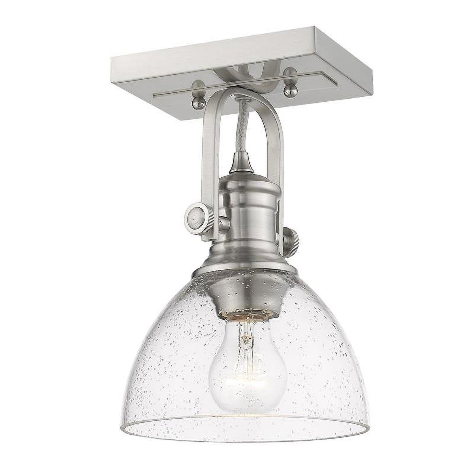 Hines Pewter 1-Light Semi-Flush Mount with Seeded Glass