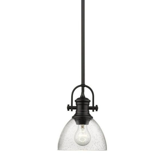 Hines Transitional Black Mini Pendant with Seeded Glass
