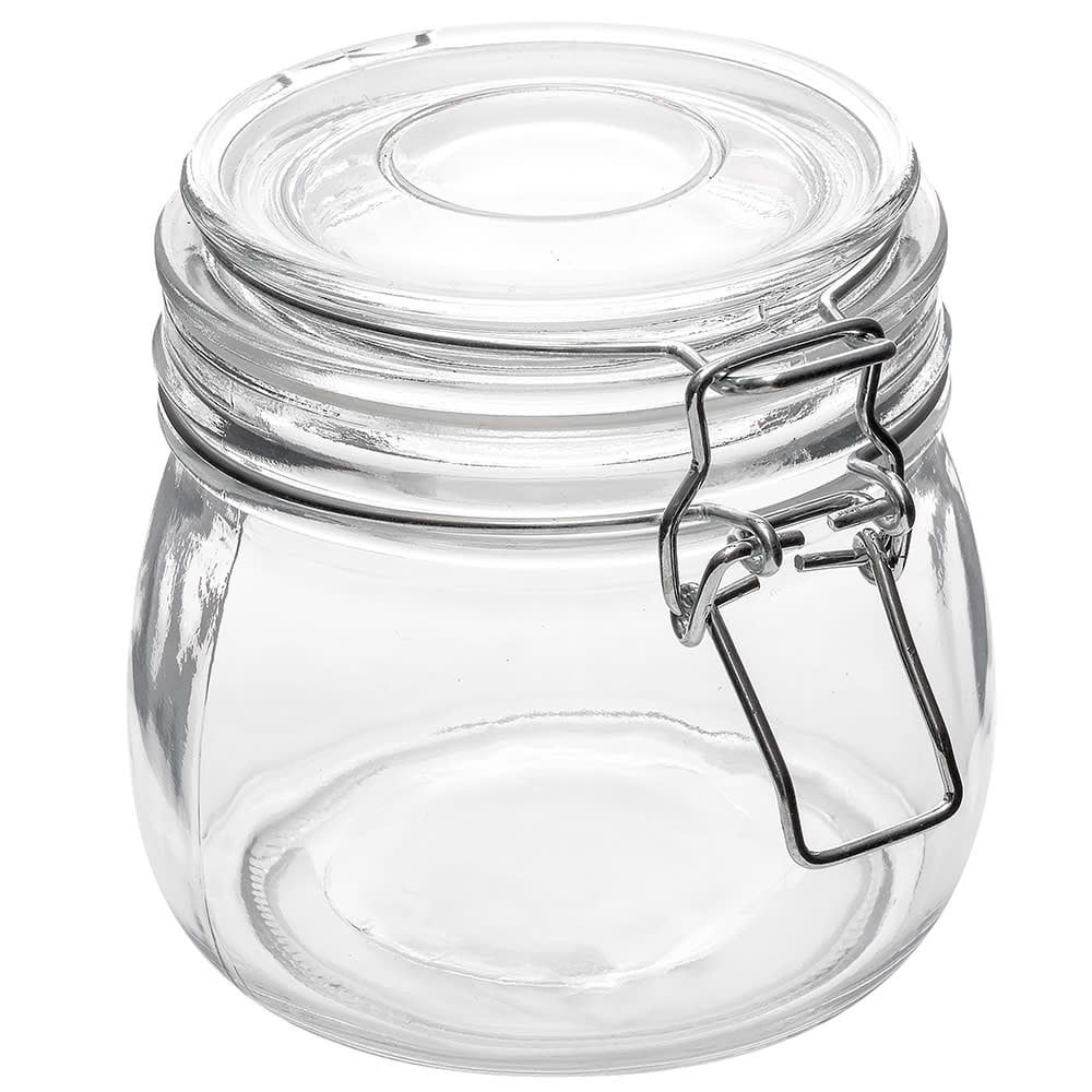 Clear Glass Hinged Apothecary Storage Jar - 16 oz