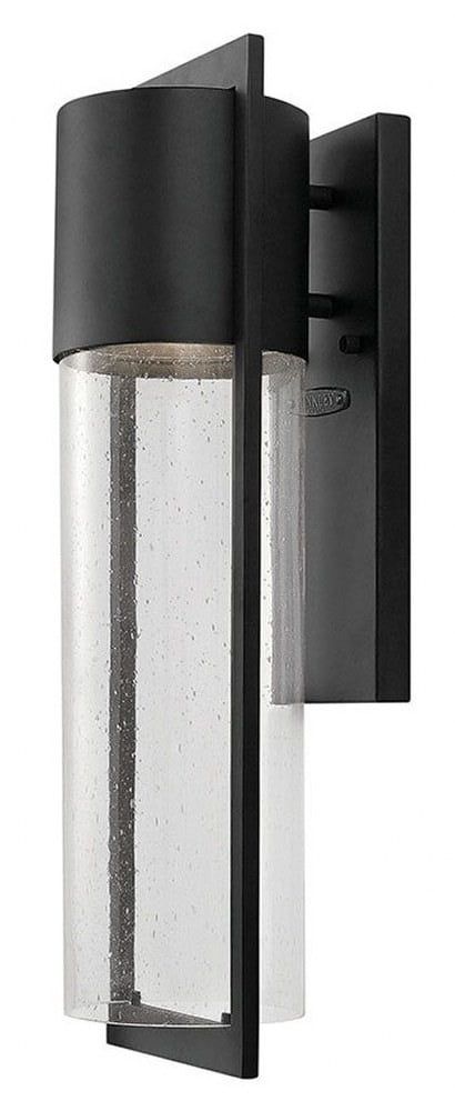 Hematite Black Cylinder Outdoor Wall Sconce with Seedy Glass