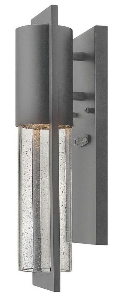 Hematite Finish Clear Seedy Glass 1-Light Outdoor Wall Sconce