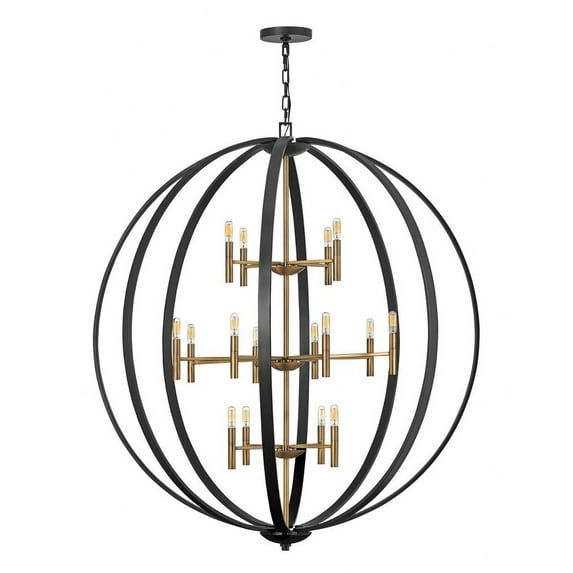 Euclid 52" Spanish Bronze and Brass Cage Chandelier