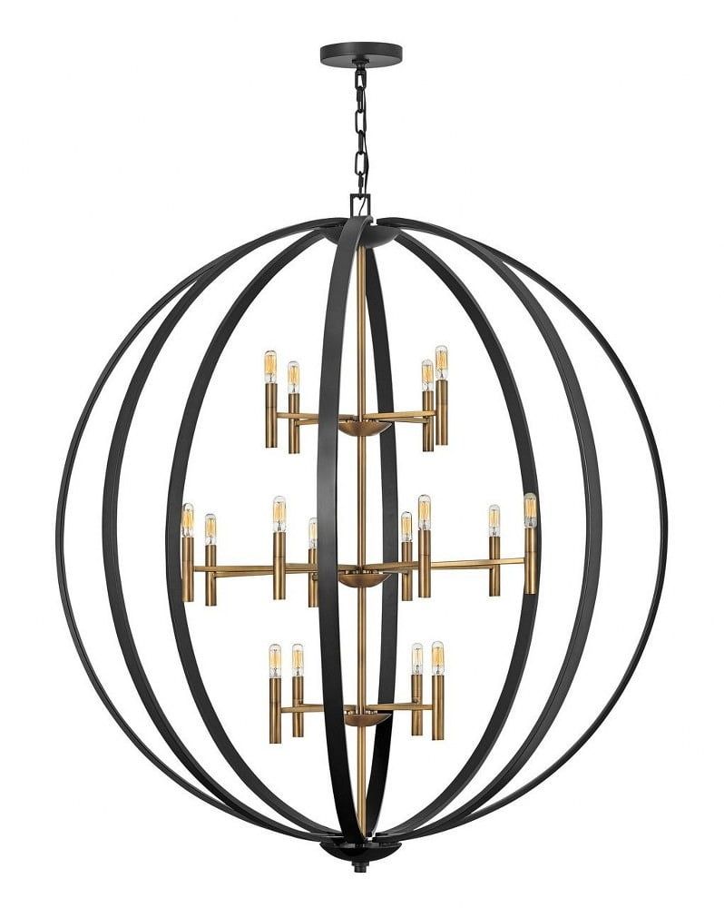 Euclid 52" Spanish Bronze and Brass Cage Chandelier