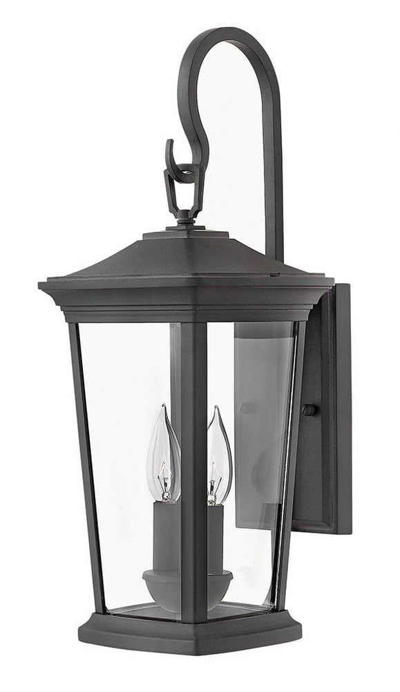 Museum Black Outdoor Lantern with Clear Glass and Bronze Finish