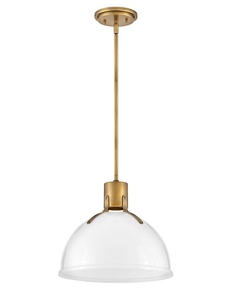 Heritage Brass and Opal Glass LED Pendant Light