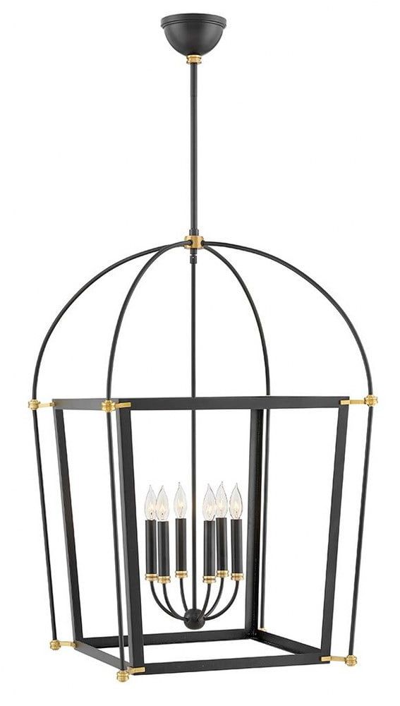 Selby Timeless 6-Light Black and Brass Pendant Chandelier