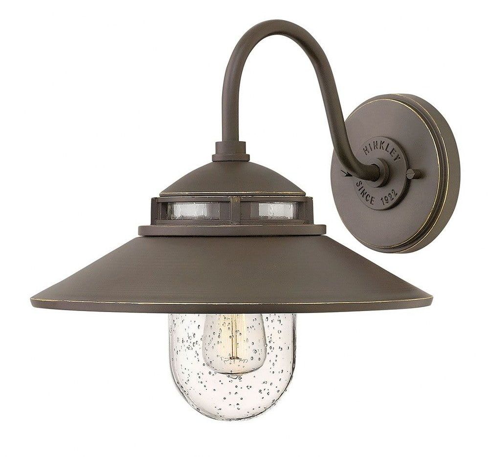 Oil Rubbed Bronze Outdoor Wall Sconce with Clear Seedy Glass