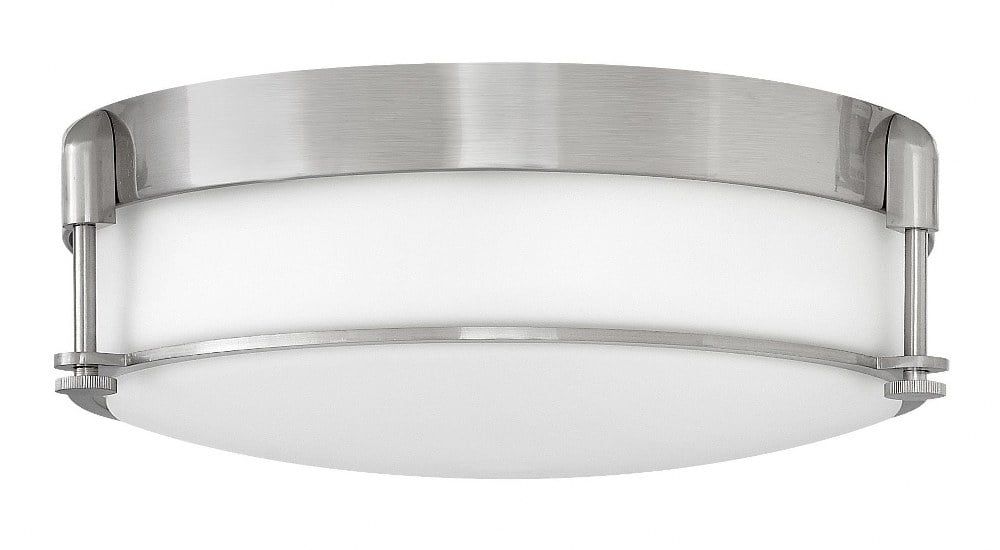 Sleek Nickel and Glass 3-Light Drum LED Flush Mount