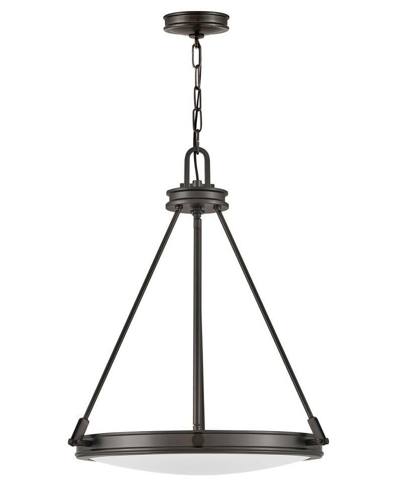 Matte Black 4-Light Etched Glass Pendant