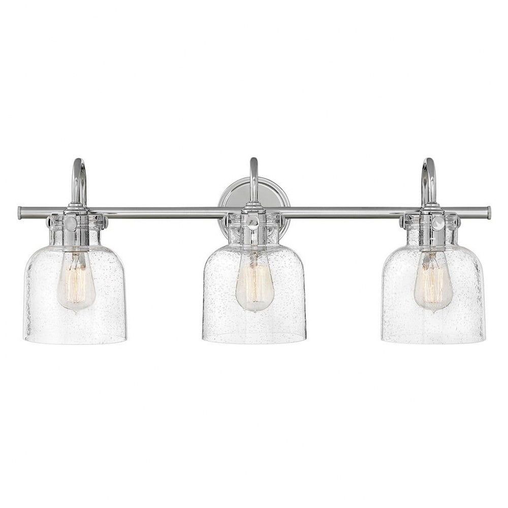 Chrome 3-Light Dimmable Bath Vanity with Clear Seedy Glass