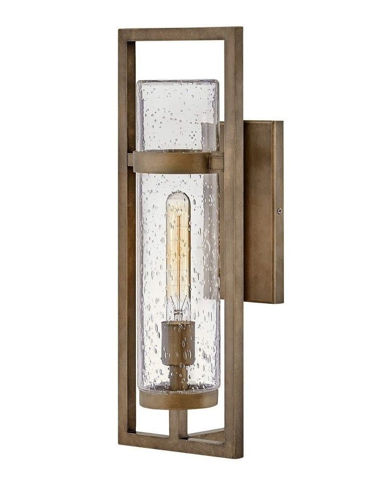 Cordillera Burnished Bronze 1-Light Outdoor Wall Lantern with Clear Seedy Glass