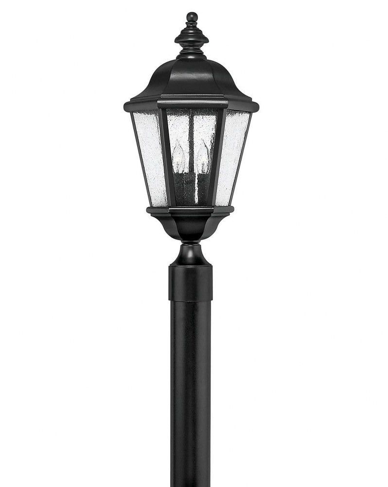 Edgewater 3-Light Black Cast Aluminum LED Post Lantern with Clear Seedy Glass