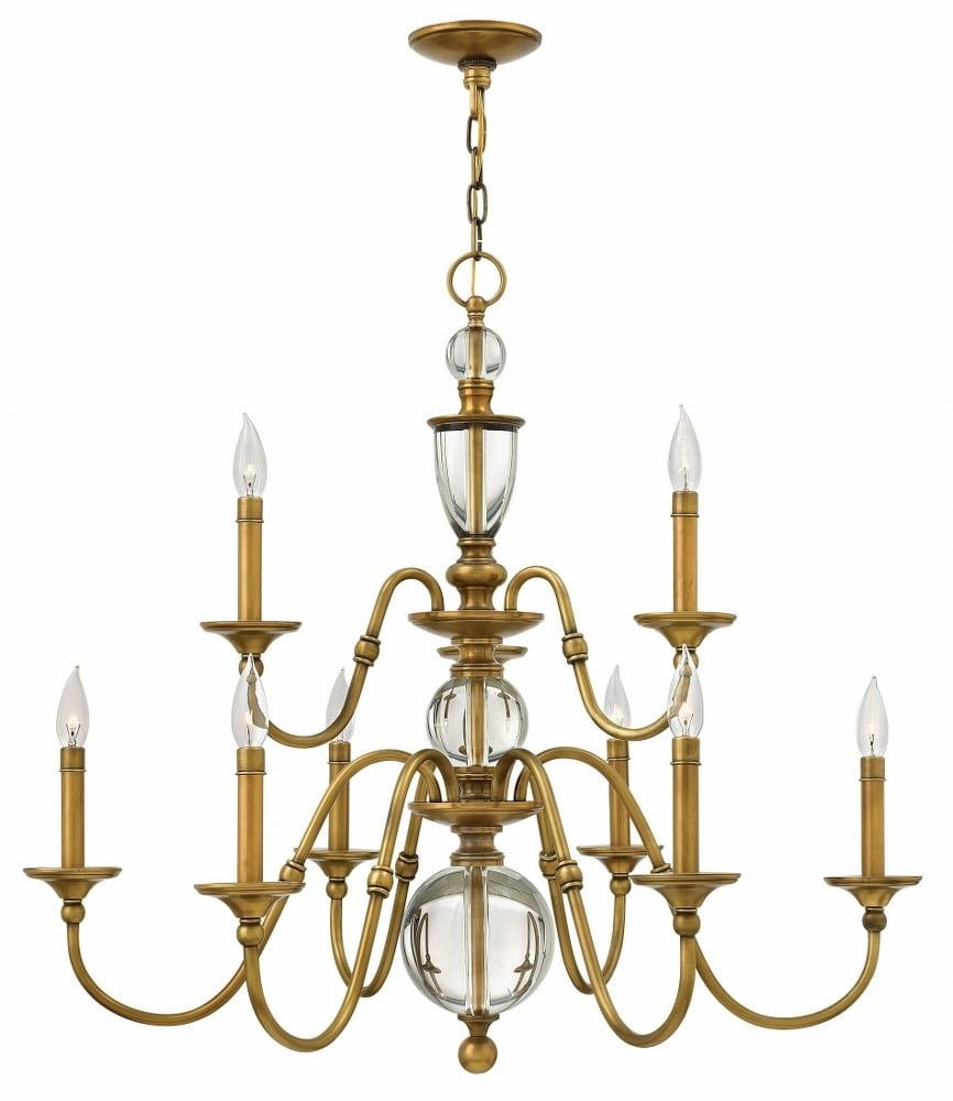 Heritage Brass and Crystal 9-Light Candle Chandelier