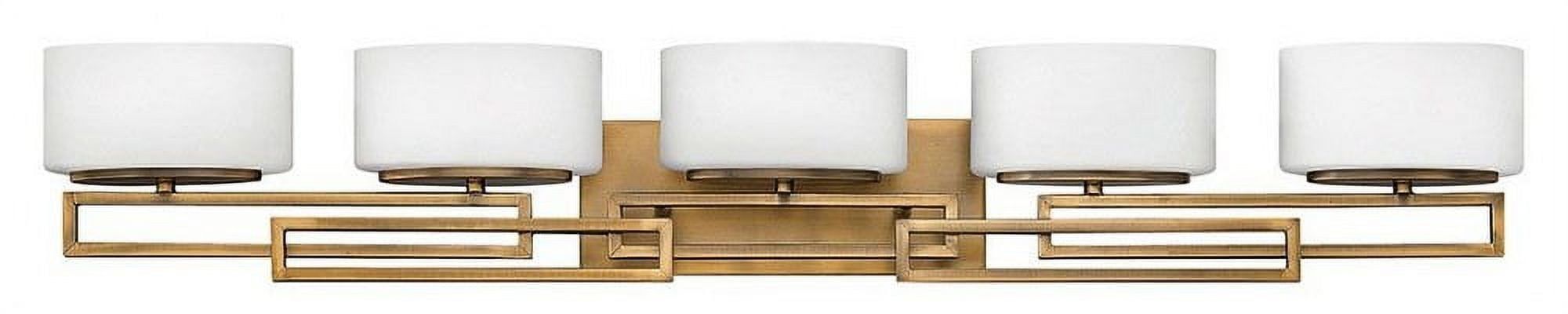 Elongated Brushed Bronze 5-Light LED Bath Vanity with Etched Opal Shade