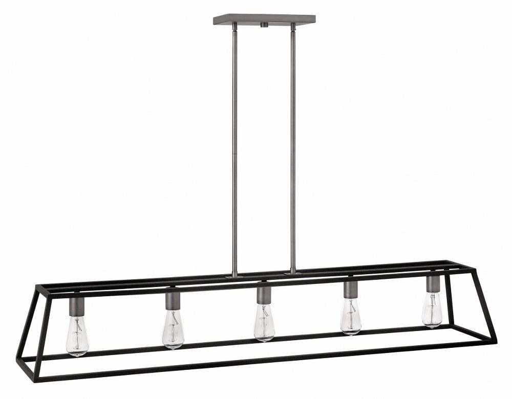 Fulton Bronze 50-Inch 5-Light Linear Cage Chandelier