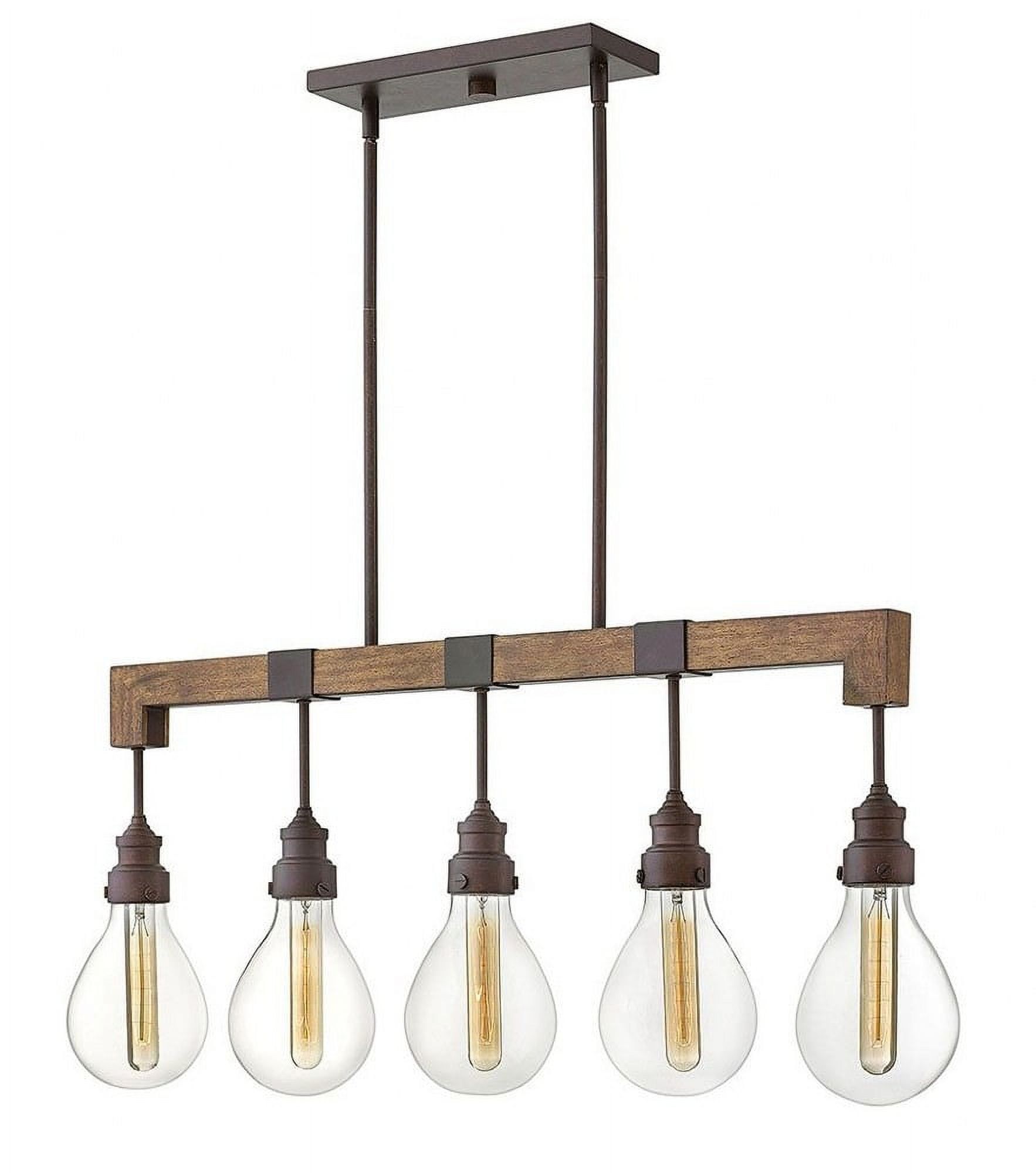 Denton Industrial Iron 5-Light Linear Chandelier with Clear Glass