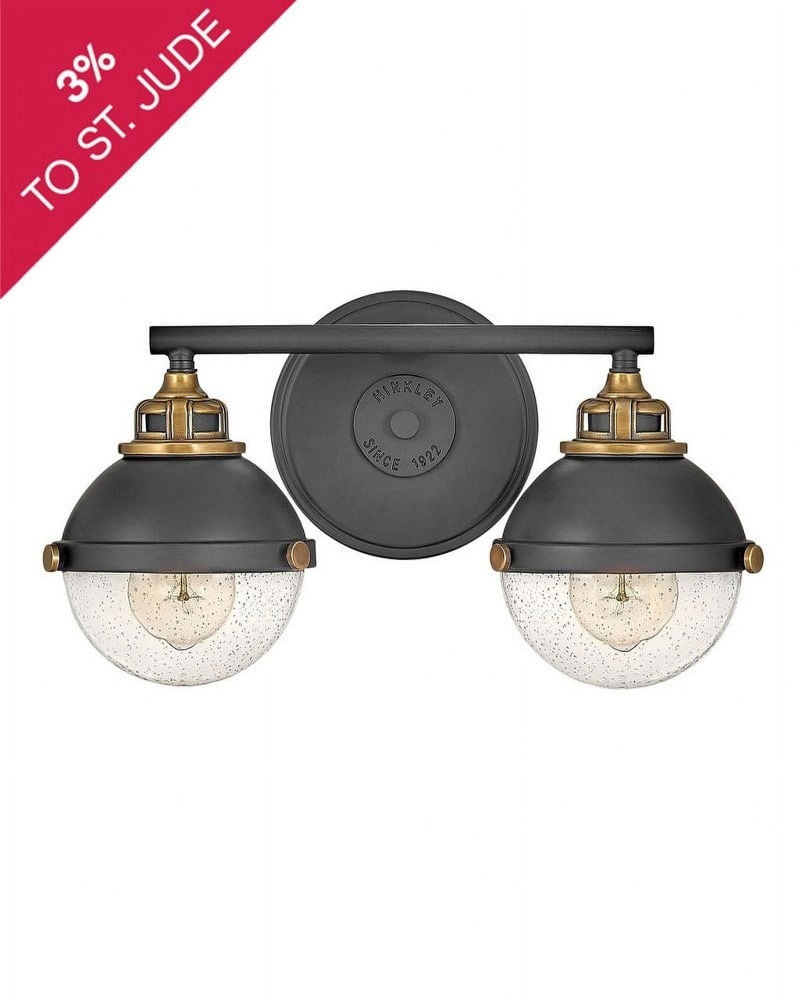 Fletcher Black Chrome 2-Light Outdoor Vanity Sconce with Clear Seedy Glass