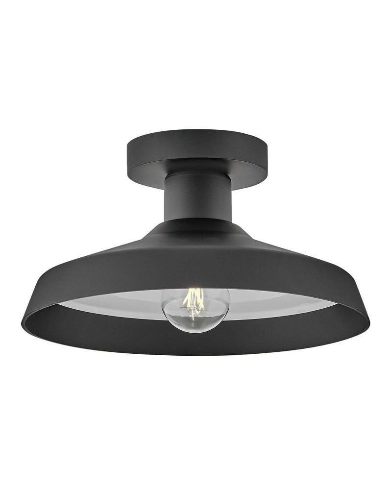 Forge 12" Black Aluminum Outdoor Flush Mount Ceiling Light