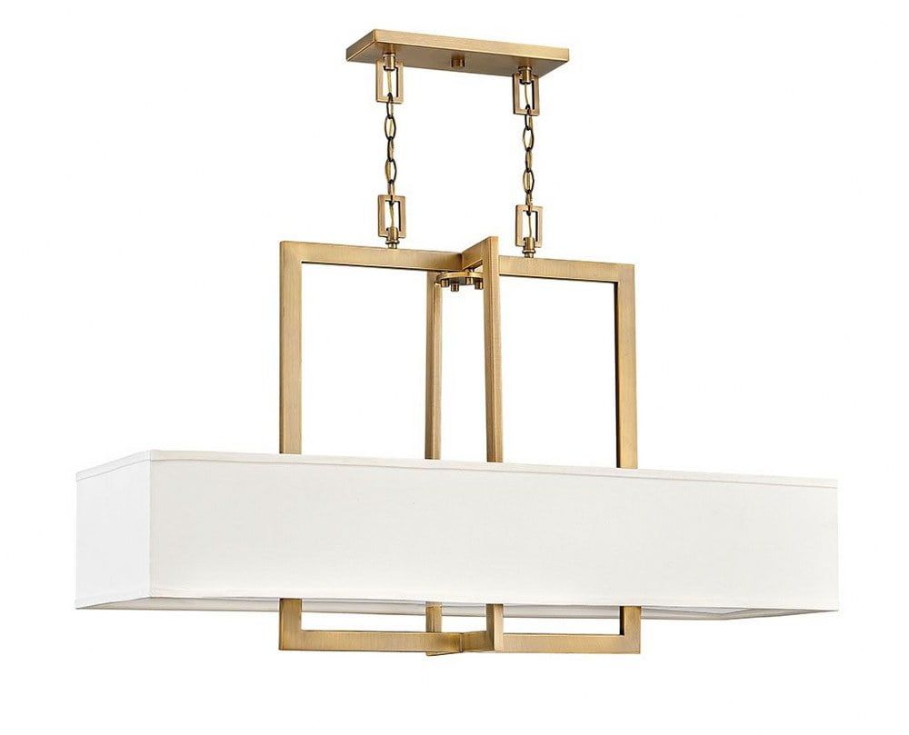 Hampton Elegance Brushed Bronze Drum Chandelier with Off-White Linen Shade