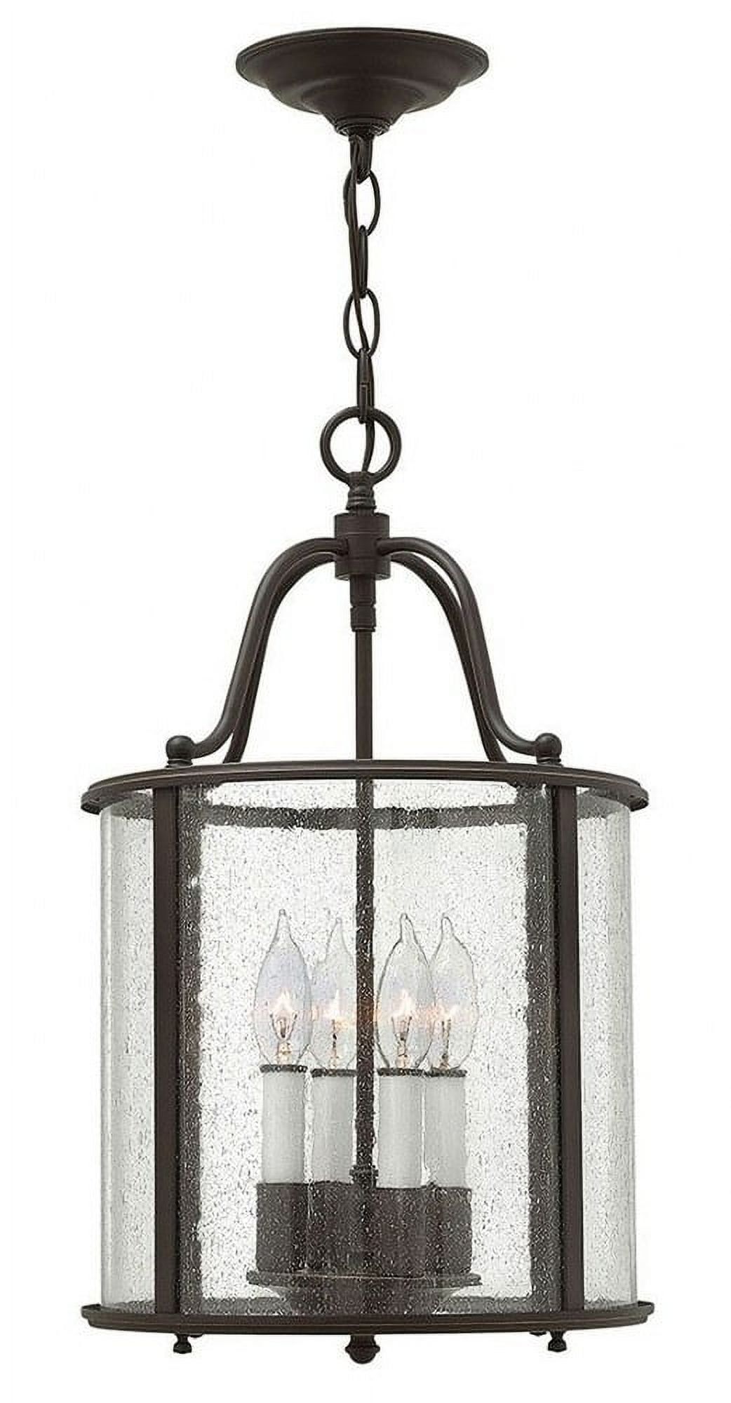 Olde Bronze 4-Light Incandescent Glass Foyer Pendant