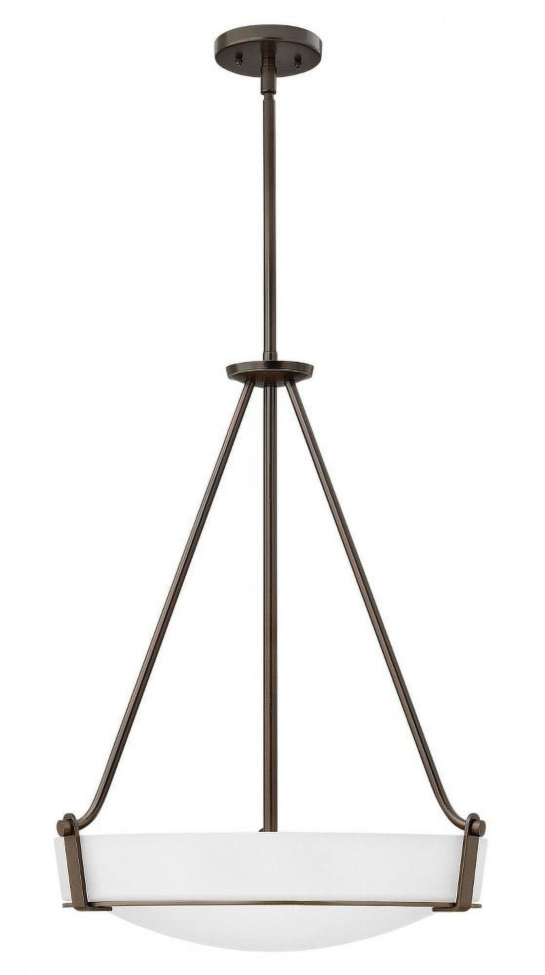 Olde Bronze 4-Light Pendant with Etched Glass Shade