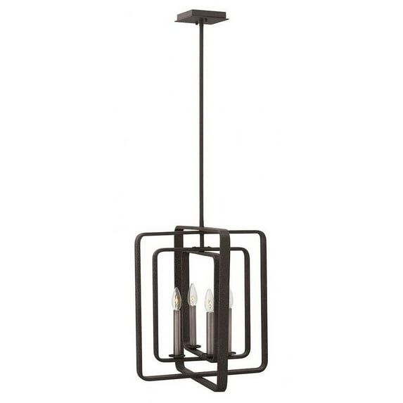 Quentin Aged Zinc 4-Light Geometric Bronze Candle Pendant