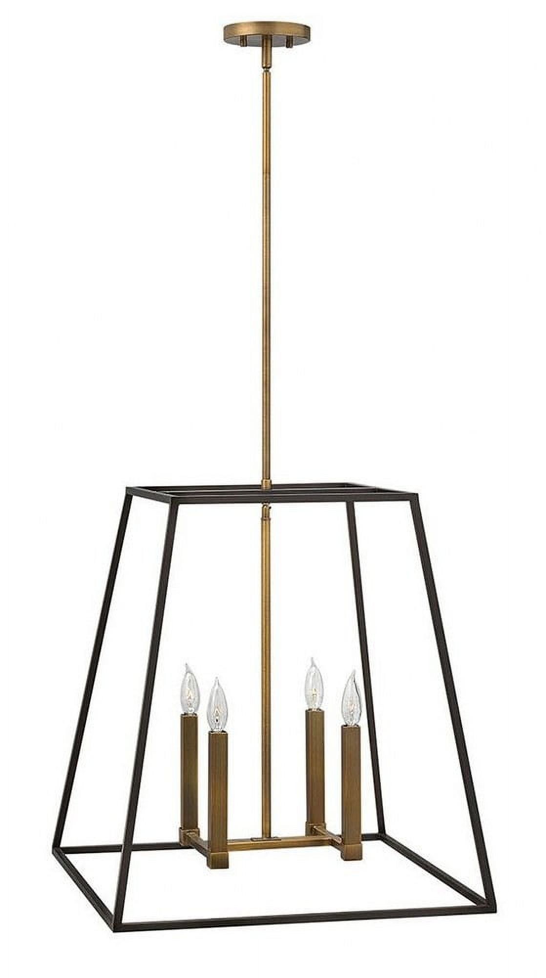 Bronze 4-Light Geometric Pendant with Glass and LED