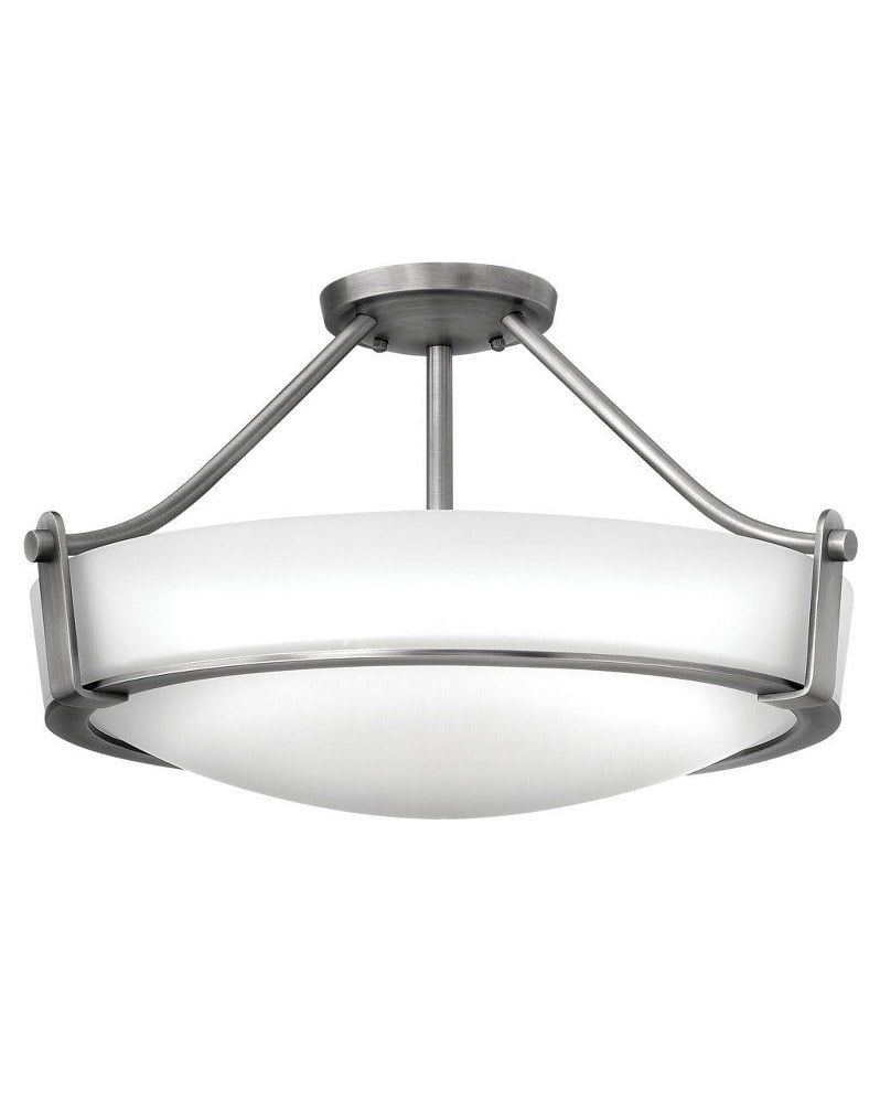 Elegant Antique Nickel 4-Light Semi-Flush Mount with Etched Glass