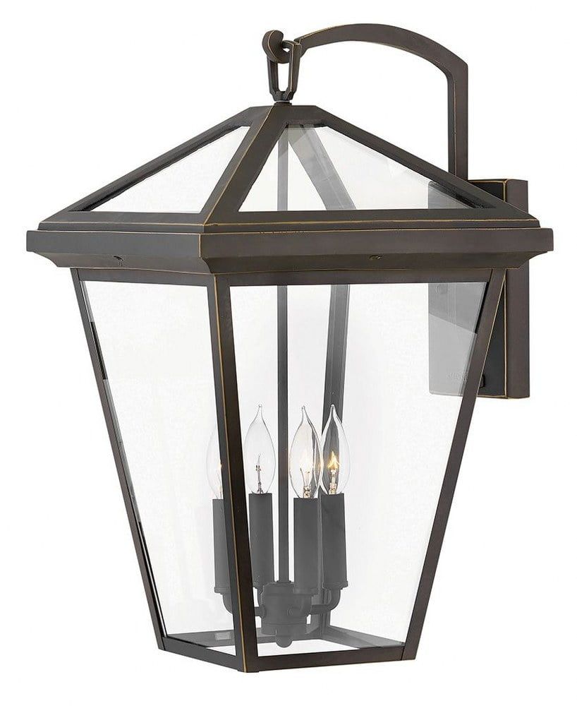 Elegant Oil Rubbed Bronze 4-Light Outdoor Wall Lantern with Clear Glass