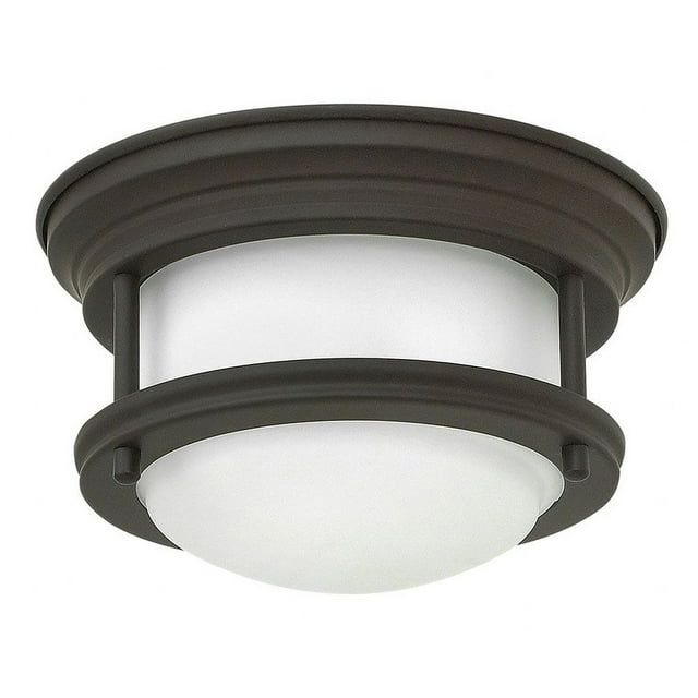 Etched Opal Glass Drum Ceiling Light in Oil Rubbed Bronze