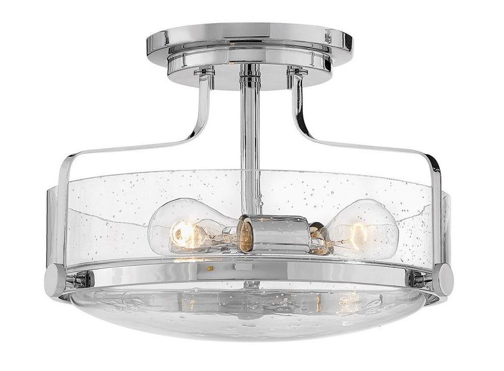 Harper 3-Light Chrome Semi-Flush Mount with Clear Seedy Glass