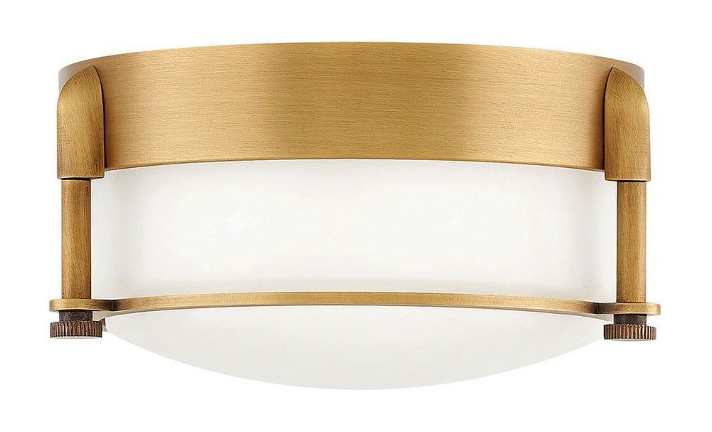 Heritage Brass Etched Opal LED Flush Mount Ceiling Light