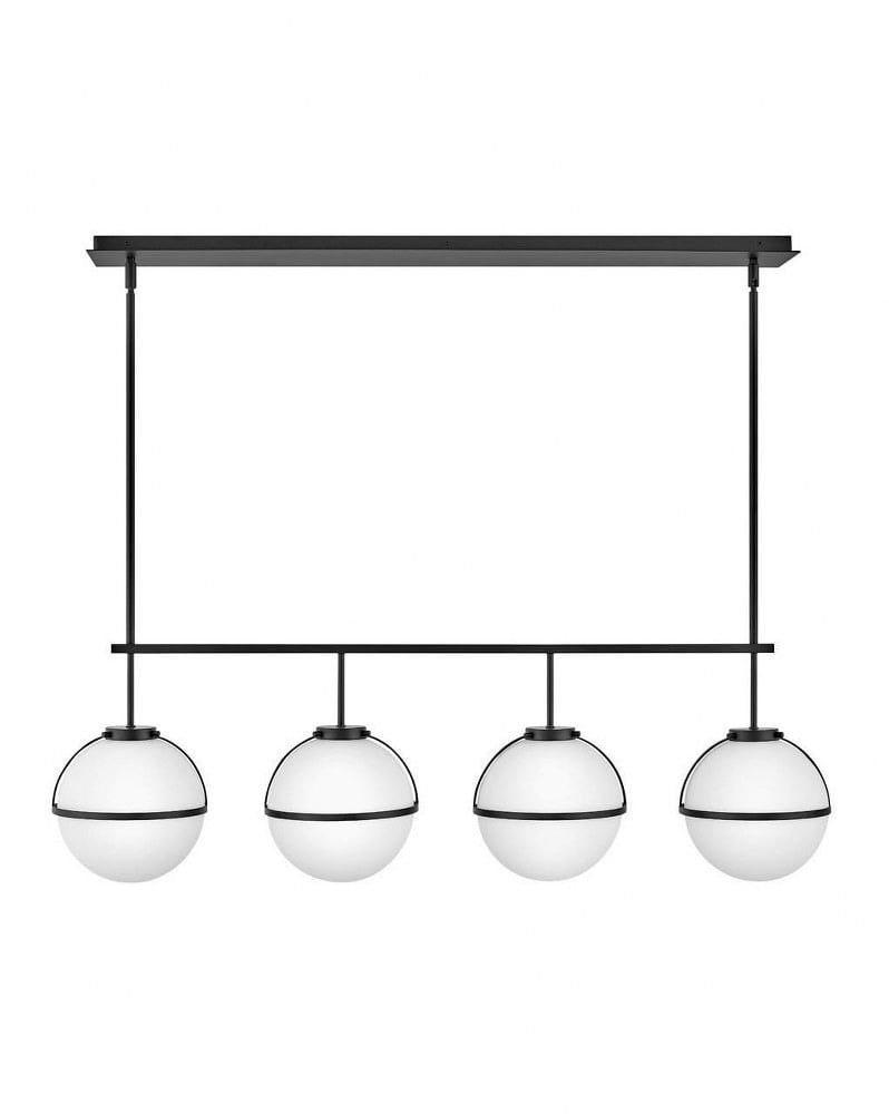 Hollis Mid-Century Black Steel 4-Light LED Linear Chandelier