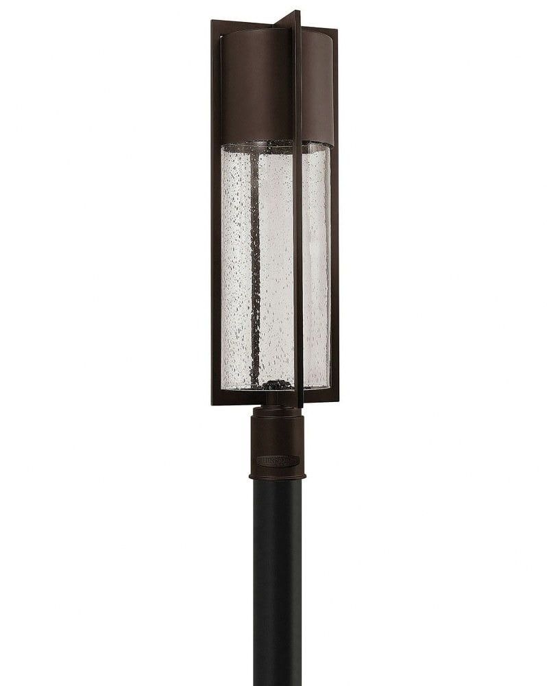 Buckeye Bronze LED Outdoor Post Lantern with Clear Seedy Glass