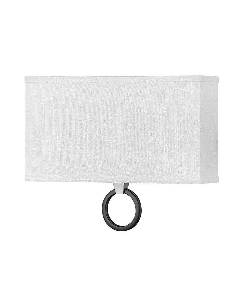 Elegant Off-White Linen Shade LED Sconce in Brushed Nickel
