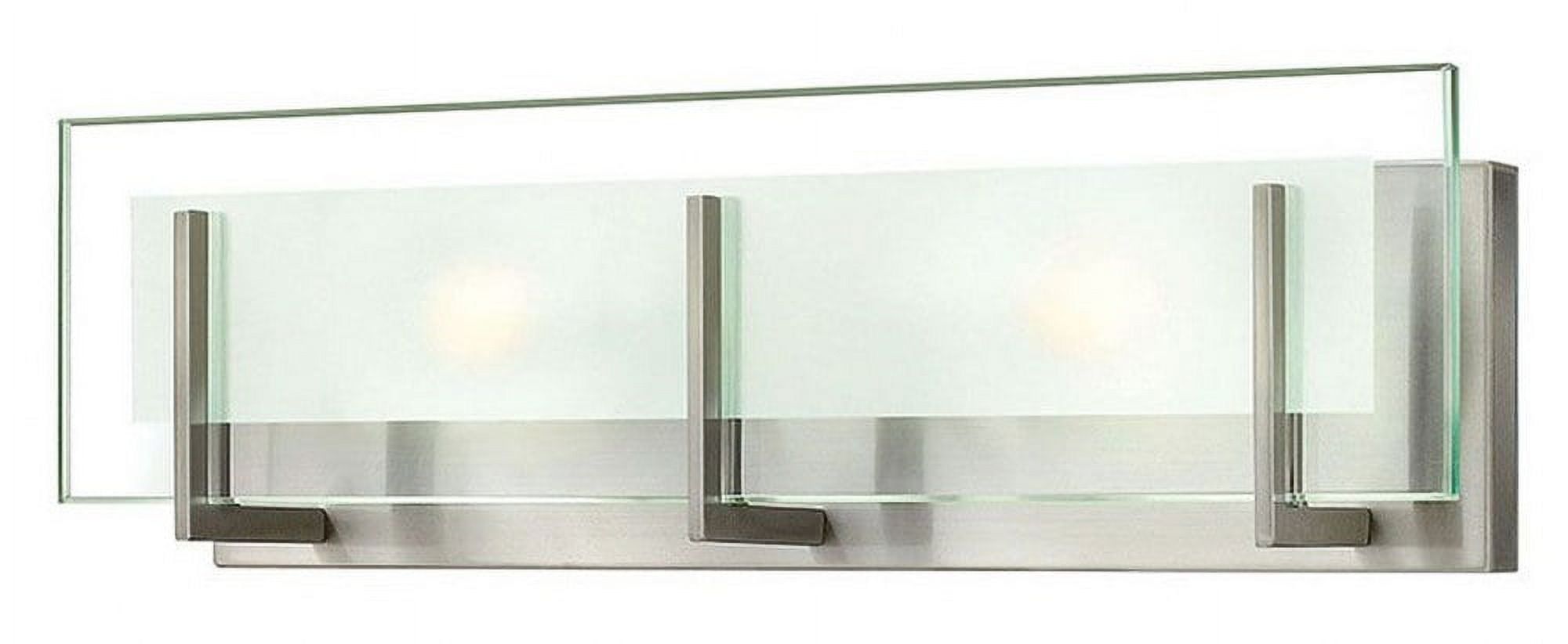 Sleek Brushed Nickel 2-Light Vanity with Clear Etched Glass