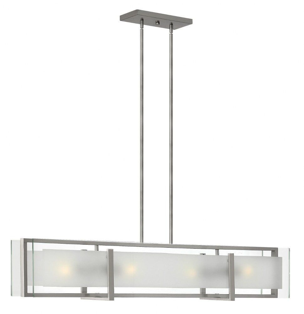 Brushed Nickel 4-Light Chandelier with Clear Beveled Glass