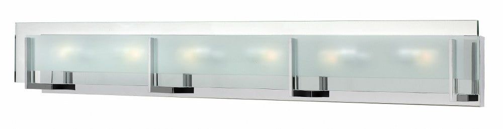 Sleek Chrome 6-Light LED Outdoor Bath Bar with Clear Etched Glass