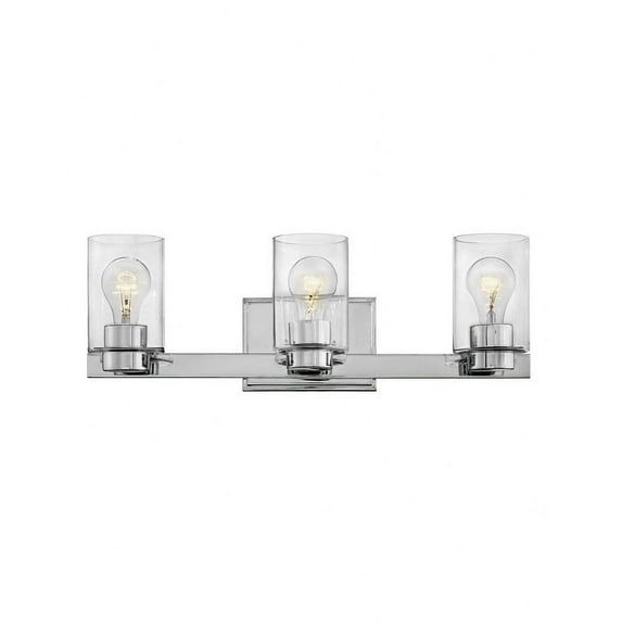 Chrome 3-Light Clear Glass Cylinder Vanity Fixture