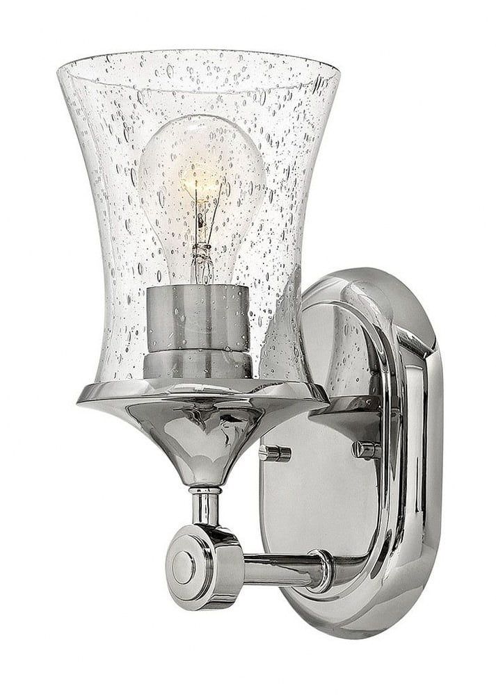 Polished Nickel Clear Seedy Glass Outdoor Wall Sconce