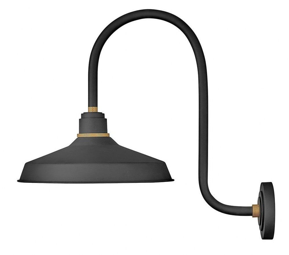 Textured Black Aluminum Outdoor Gooseneck Barn Light