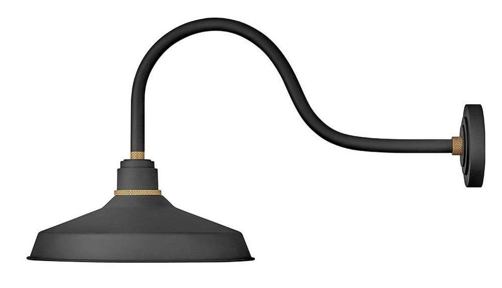 Foundry Classic Textured Black 1-Light Outdoor Gooseneck Lantern