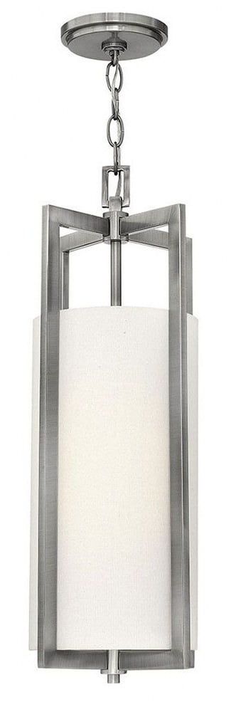 Elegant Mini Drum Pendant Light in Antique Nickel with Off-White Linen Shade