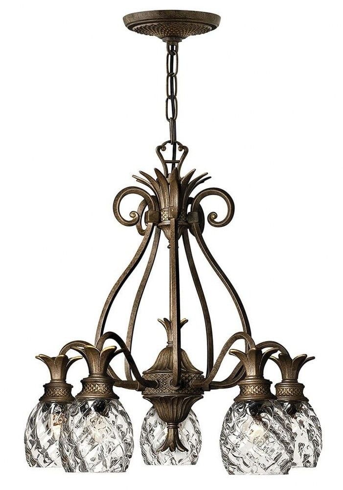 Pearl Bronze 5-Light Chandelier with Clear Optic Glass