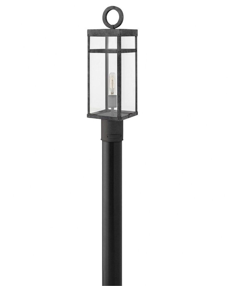 Aged Zinc 22.75" Outdoor Post Lantern with Clear Glass