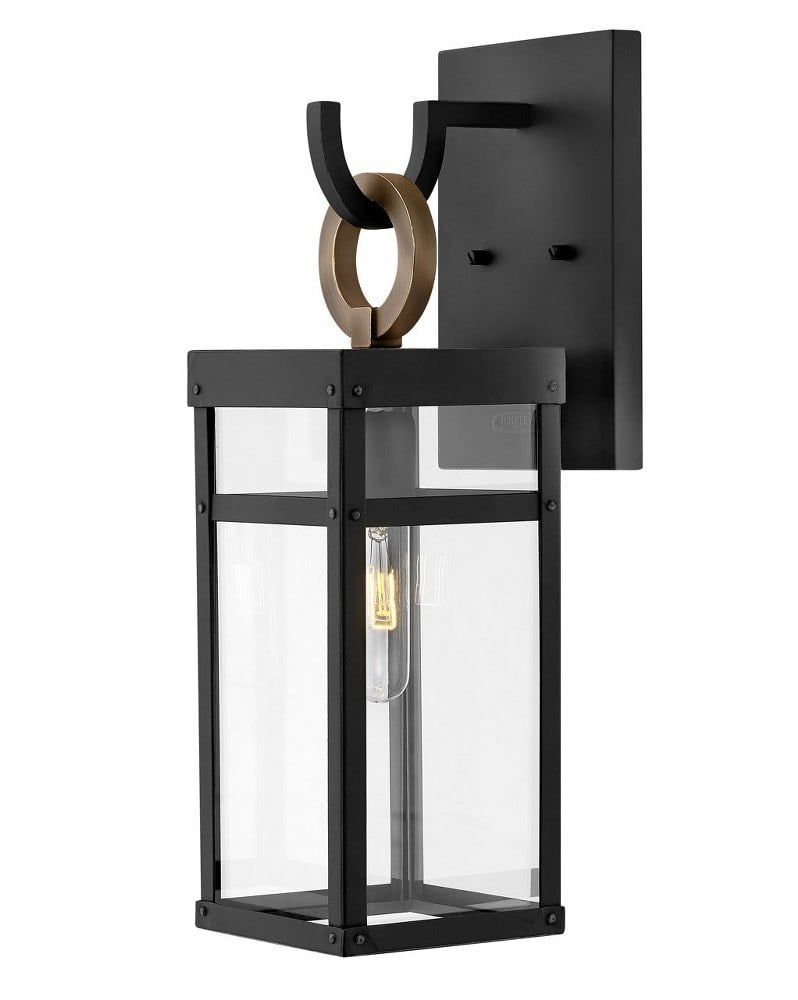 Black and Bronze Dimmable Outdoor Wall Sconce with Clear Glass