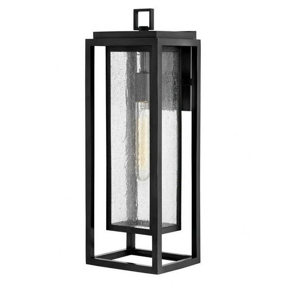 Seaside Lodge Black Outdoor Wall Lantern with Clear Seedy Glass
