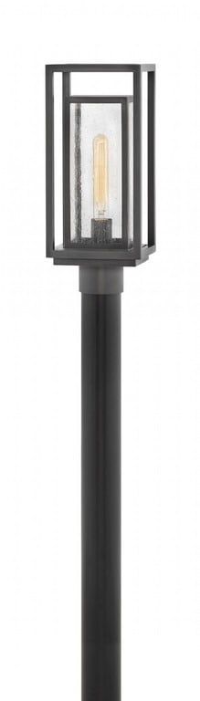 Oil Rubbed Bronze Outdoor Post Lantern with Clear Seedy Glass