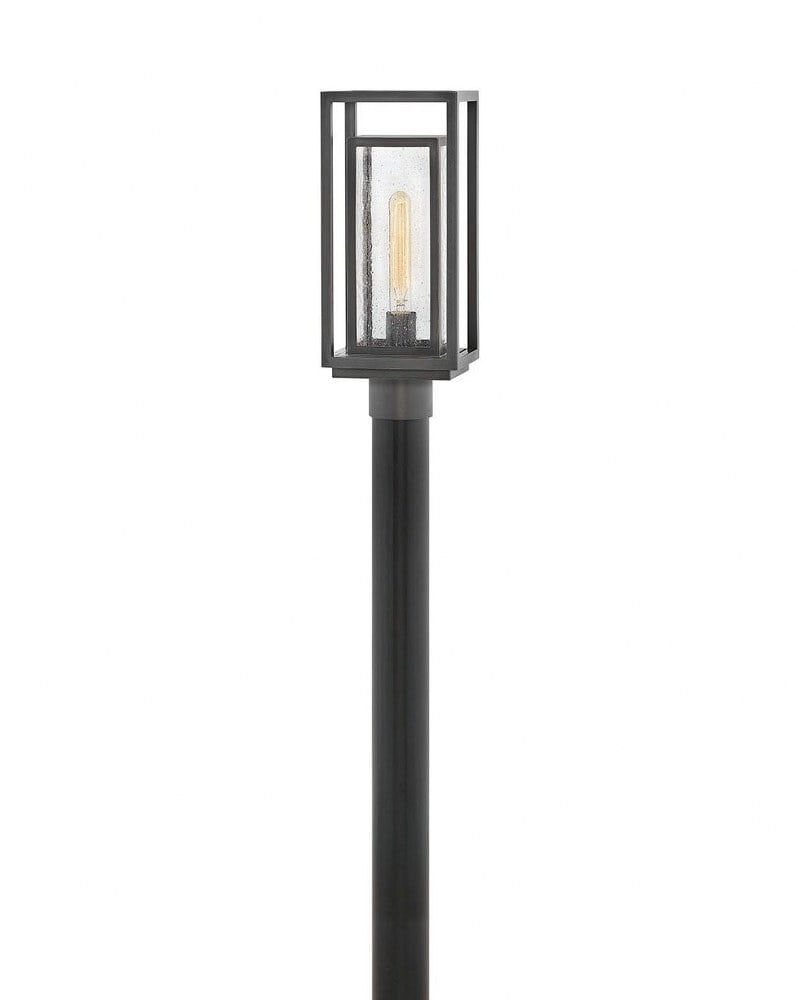 Oil Rubbed Bronze Outdoor Post Lantern with Clear Seedy Glass