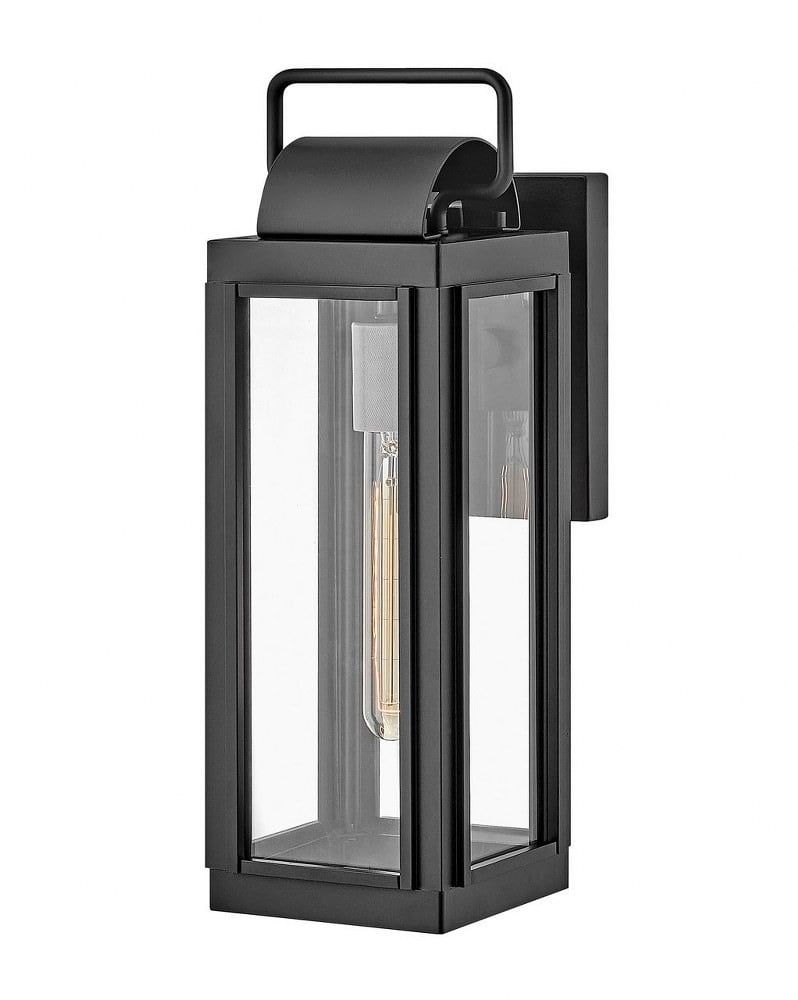 Sag Harbor Black and Bronze Outdoor Wall Lantern with Clear Glass